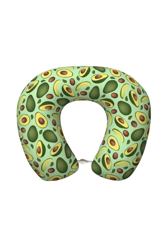 Avocado With Seeds Print Memory Foam Cervical Neck Pillow Versatile U-Shaped Pillows for Home,Office,Camping,Travelling,Soft Washable Cover