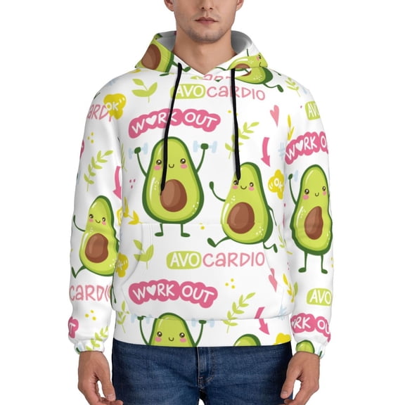 Xecao Avocado Work Out Pattern Men's Adult Pullover Hoodie,Hooded Sweatshirt-Medium