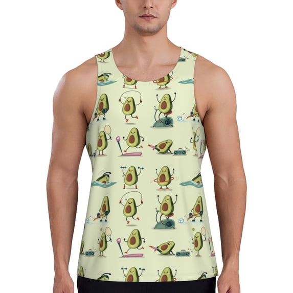 Xecao Avocado for Exercise Men's Tank Top Workout Quick Dry Sleeveless Gym Jogging Muscle Shirts Summer Swim Beach Tops