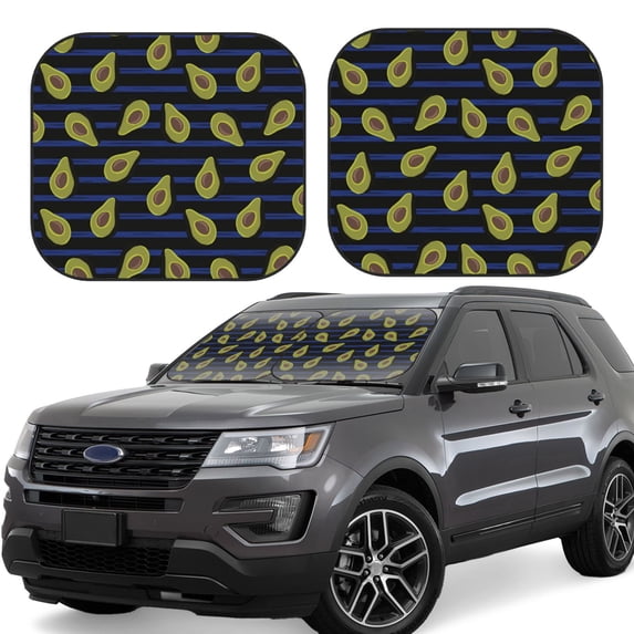 Xecao Avocado for Foldable Car Sun Shades (2-Pack) offer sun protection with an easy-fold design for convenient windshield shading.