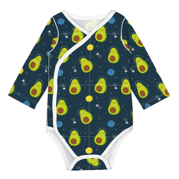 Xecao Avocado in Space Print Baby unisex-baby Cotton Long-sleeve Bodysuits-12 Months