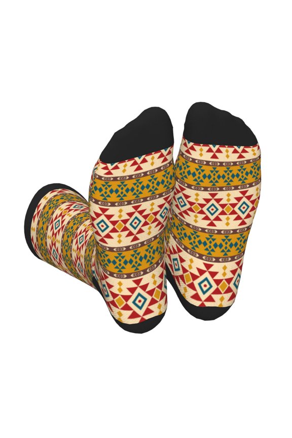 Aztec Print Crew Socks for Men and Women, Men's Soft Moisture-wicking Sock