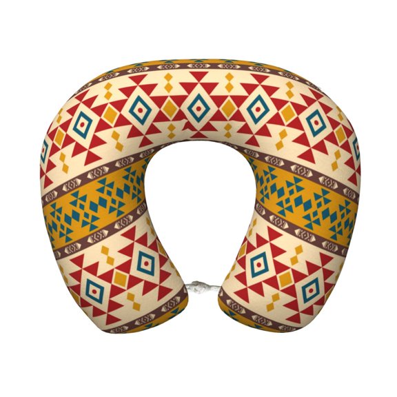Xecao Aztec Print Memory Foam Cervical Neck Pillow Versatile U-Shaped Pillows for Home,Office,Camping,Travelling,Soft Washable Cover