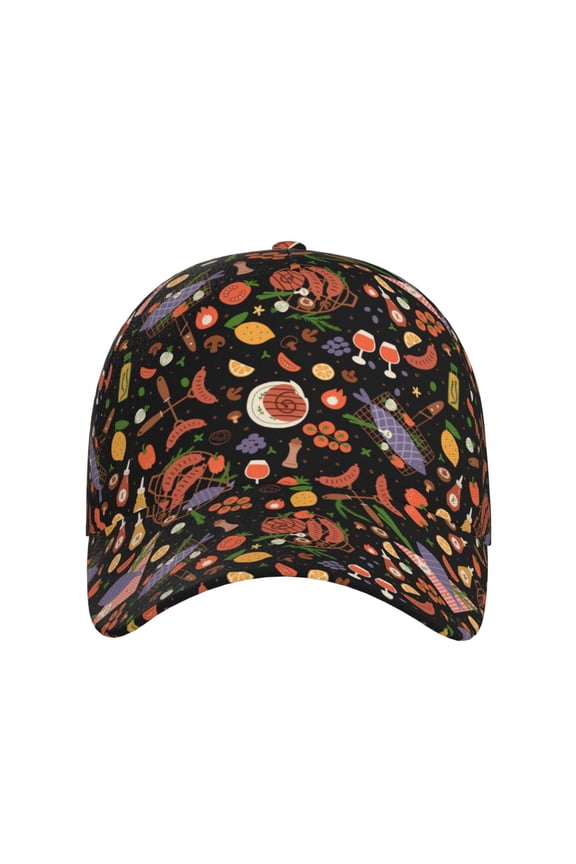 BBQ Party for Baseball Cap: Unisex, crafted from classic polyester twill fabric, featuring a soft unconstructed design
