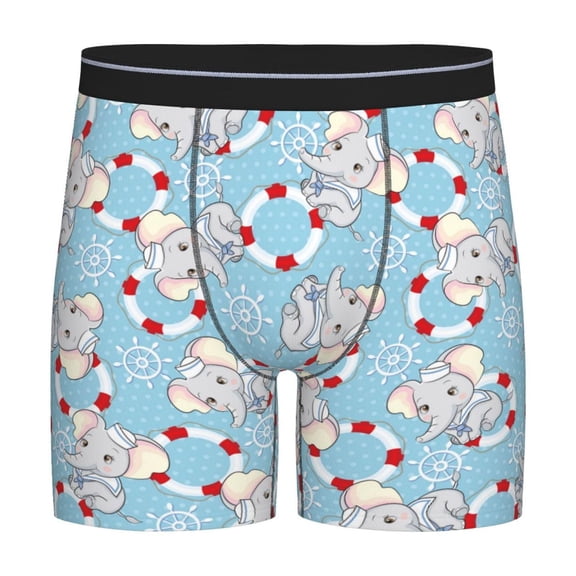 Xecao Baby Elephant Print Boxer Briefs for Men's Stretch Moisture-Wicking Underwear, Mid-Rise Classics breathable fabric
