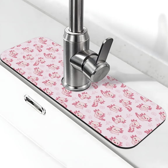 Xecao Baby Salamander for Kitchen Sink Splash Guard Faucet Mat , Faucet Guard & Draining mat, (15" X 5.5" )