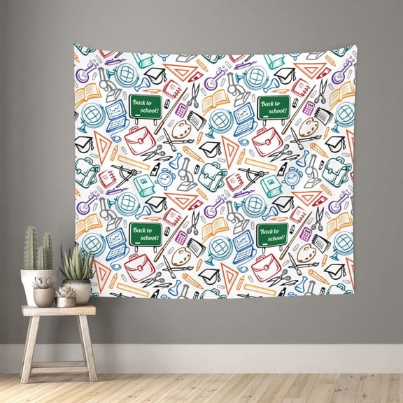 Xecao Back To School patten Tapestry 60x51 Inches Wall Hanging Poster Tapestry for Living Room Bedroom Home Decor