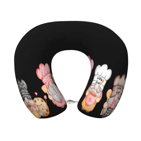 Xecao Baker Gnome Print Memory Foam Cervical Neck Pillow Versatile U-Shaped Pillows for Home,Office,Camping,Travelling,Soft Washable Cover