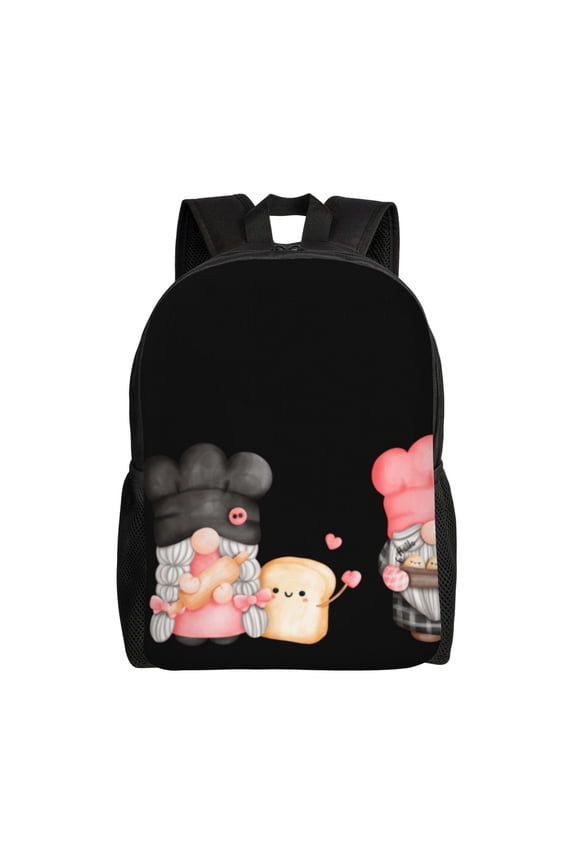Baker Gnome Print School Backpack with Laptop Compartment Small Travel Laptop Backpack for Women Men Waterproof College Backpack Simple School Bag