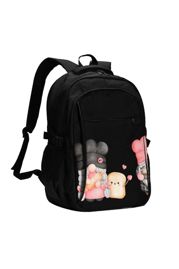 Baker Gnome for Travel Laptop Backpack, USB-Charging-Enabled, Spacious Business Backpack for Men and Women,College School Computer Bag