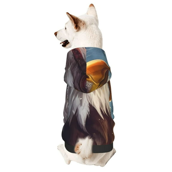 Xecao Bald Eagle Pilot Pattern Sweatshirts Winter Pet Dog Hoodie Puppy Coat Dog Sweaters Dog Clothes with Hat Dog Clothes Costume Outfit,Small Pets Wear-XX-Large
