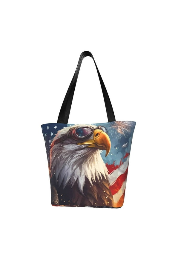 Bald Eagle Pilot for Tote Bag for Women -Tote Shoulder Bag with A Little Pocket Inside, Perfect for Travel and Work.