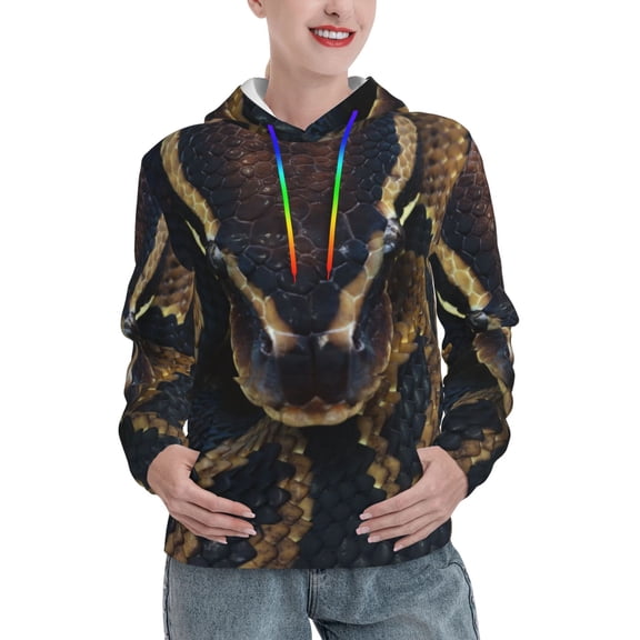 Xecao Ball Phyton Snake Pattern Hoodies for Women Sweatshirts Long Sleeve Sweatshirts Pullover Outfits with Pocket-Medium