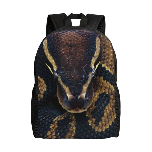 Xecao Ball Phyton Snake Print School Backpack with Laptop Compartment Small Travel Laptop Backpack for Women Men Waterproof College Backpack Simple School Bag
