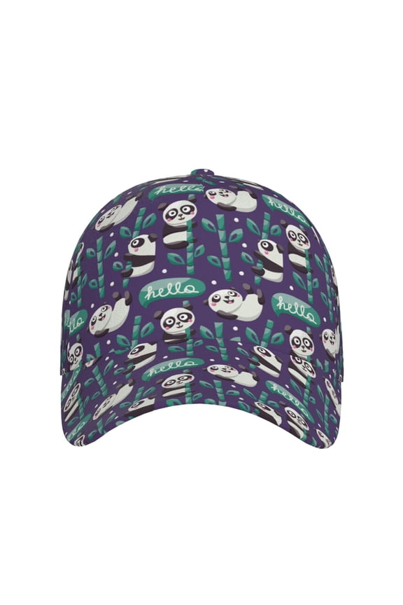 Bamboo Panda for Baseball Cap: Unisex, crafted from classic polyester twill fabric, featuring a soft unconstructed design