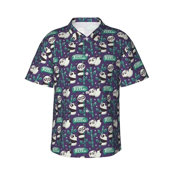 Xecao Bamboo Panda print Hawaiian shirt - a stylish short-sleeve button-down for men, perfect for casual beach and tropical outings.