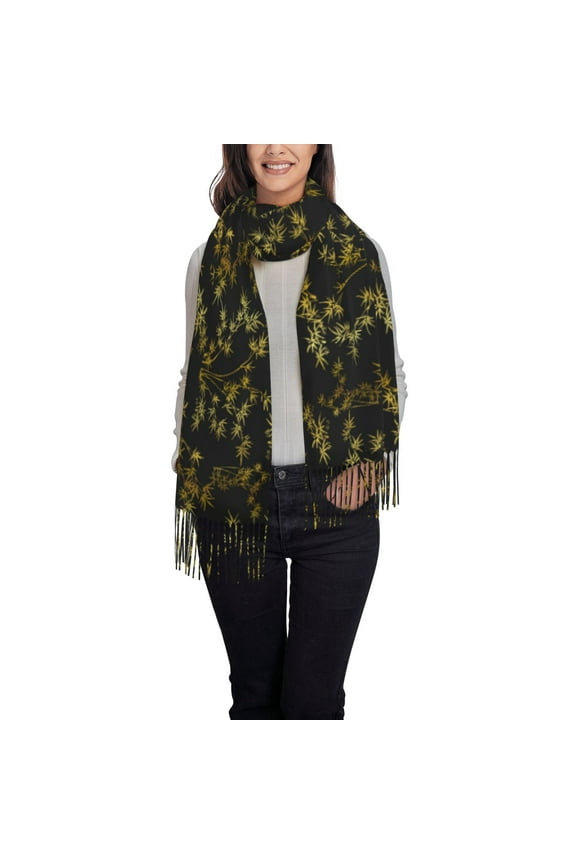 Bamboo Pattern Womens Winter Scarf Fall Scarf Oversized Large Scarf for Women Warm Shawl Wrap