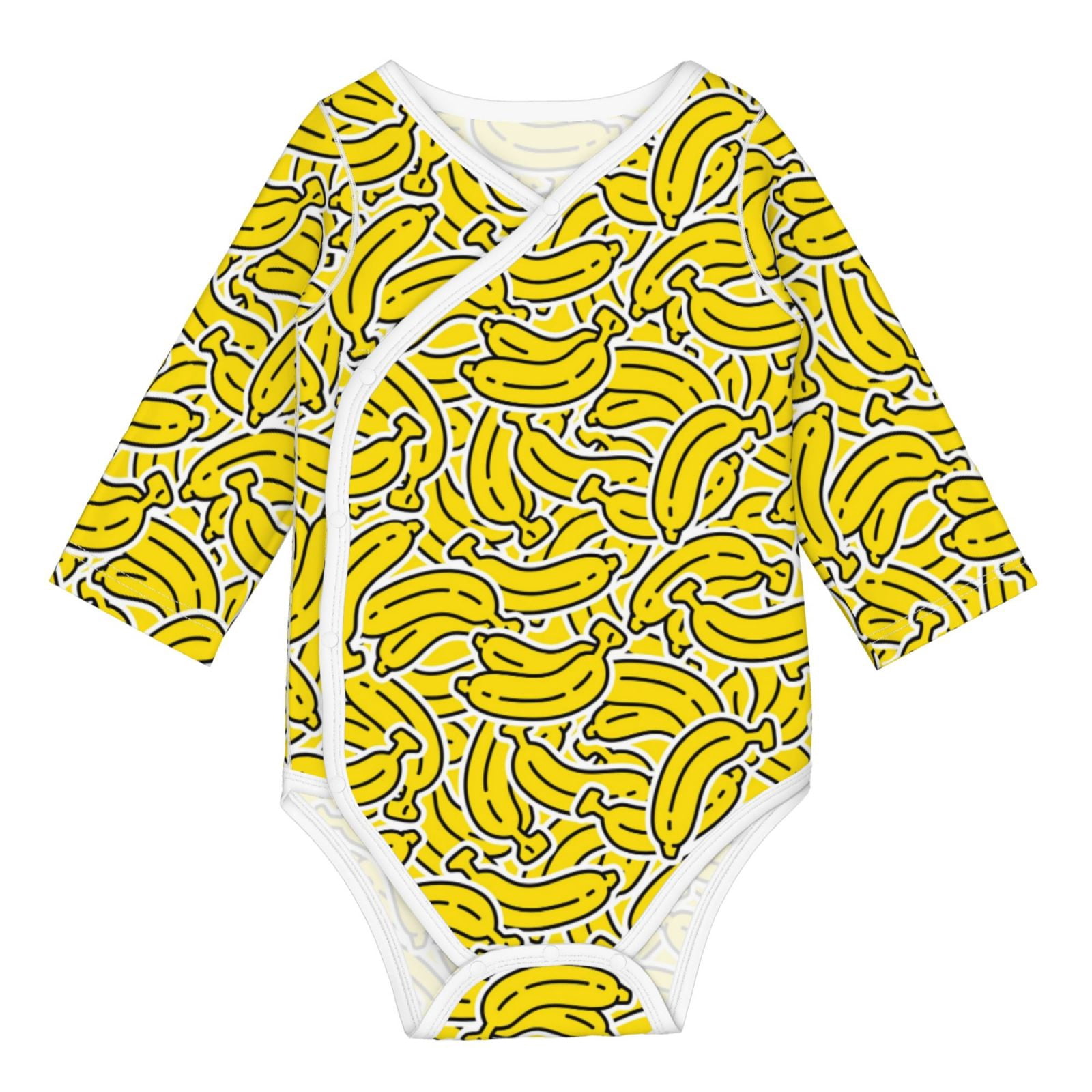 Xecao Banana A Print Baby unisex-baby Cotton Long-sleeve Bodysuits-6 Months