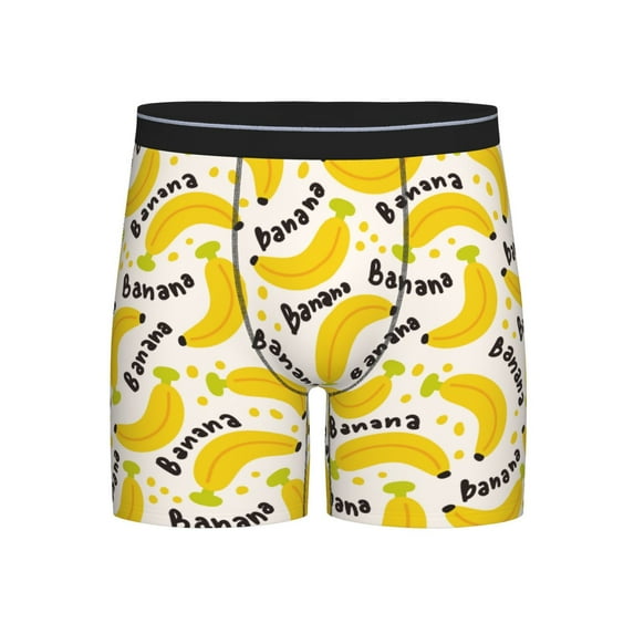 Xecao Banana Fruit Print Boxer Briefs for Men's Stretch Moisture-Wicking Underwear, Mid-Rise Classics breathable fabric