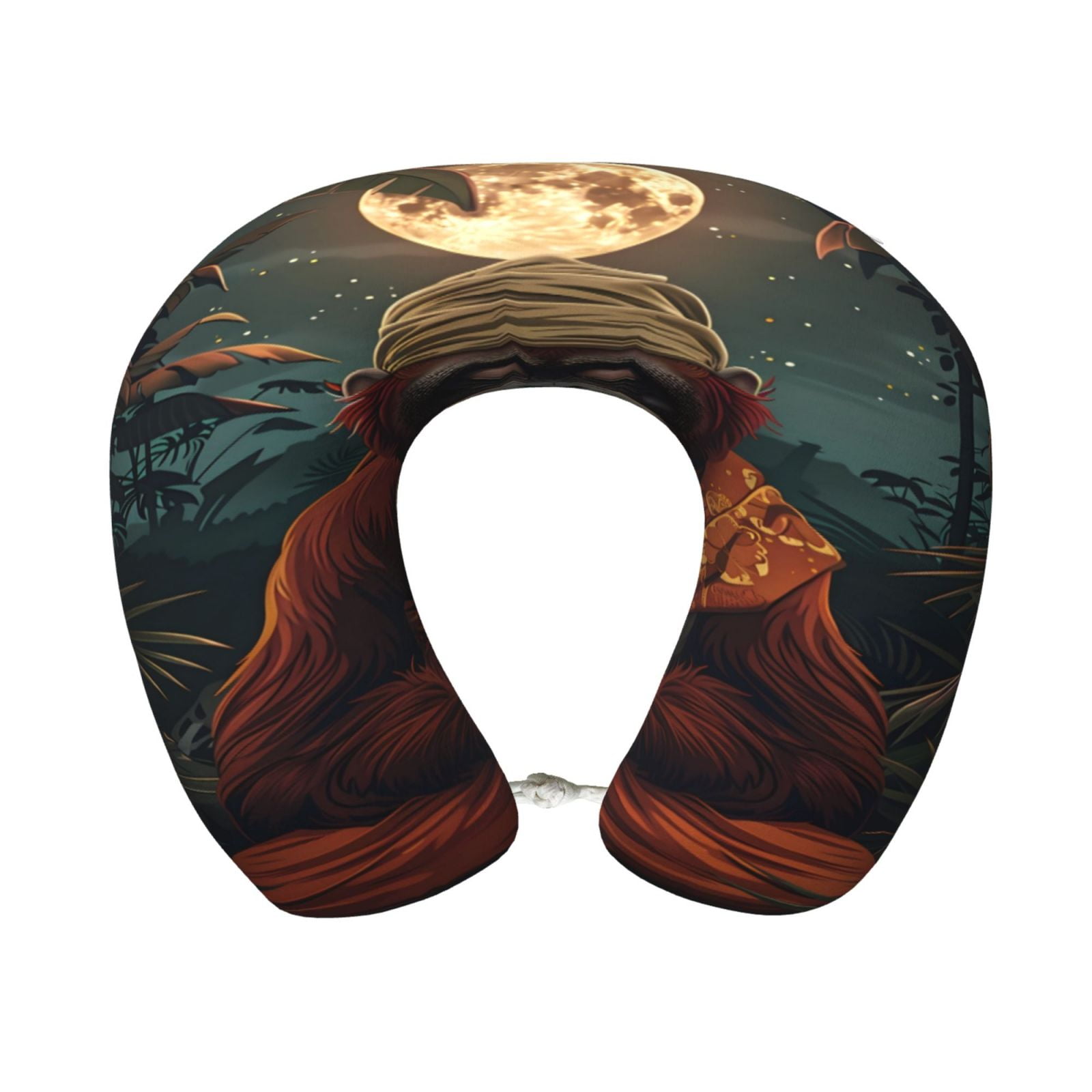 Xecao Banana Leaf Meditating Gorilla Print Memory Foam Cervical Neck Pillow Versatile U-Shaped Pillows for Home,Office,Camping,Travelling,Soft Washable Cover