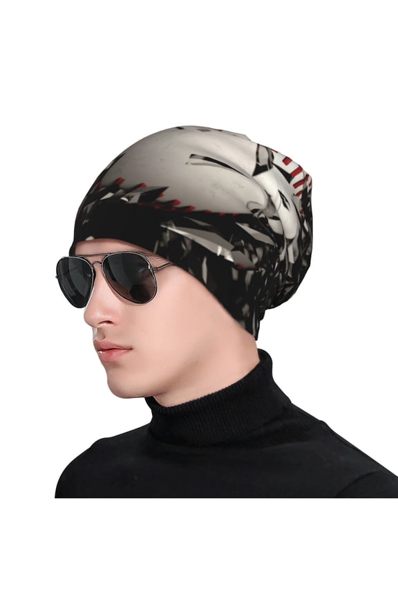 Baseball Breaking Glass Print Beanie Knitted Hat for Men Women, Winter Fashion Knit Cuffed Caps Unisex