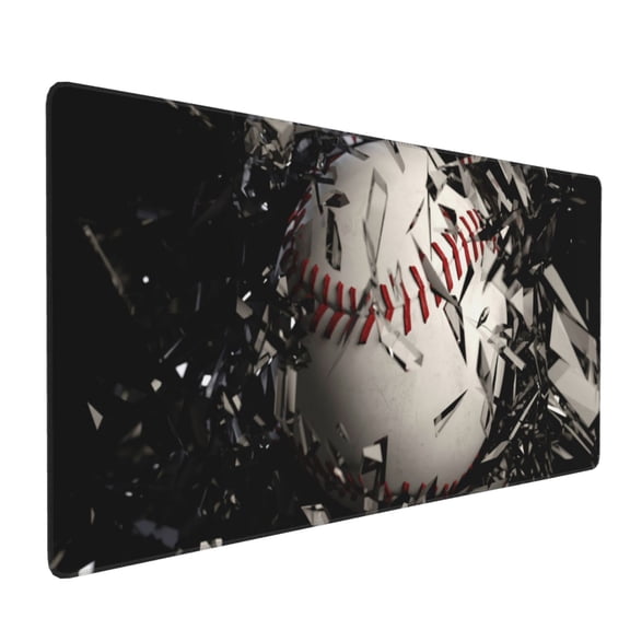 Xecao Baseball Breaking Glass Print Large Mouse Pad, 16x35.5in Mousepad, Professional Non-Slip Rubber Base Big Mouse Pad, Mouse Pad for Gaming & Office Full Desk Mouse Pad