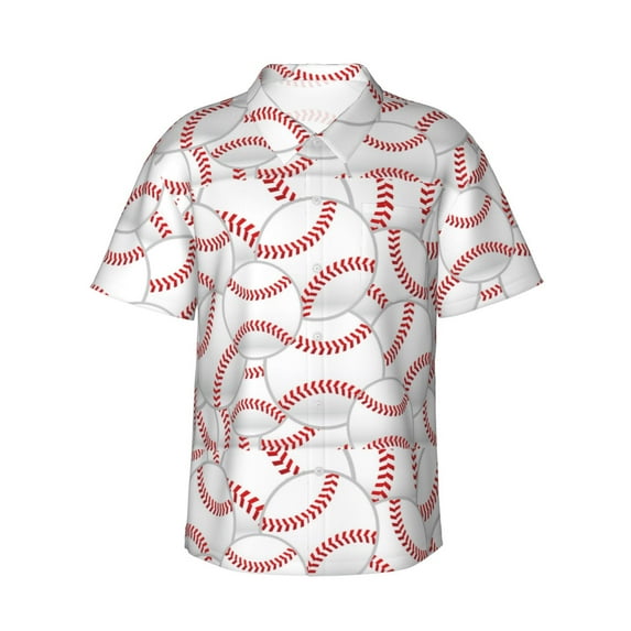 Xecao Baseballs print Hawaiian shirt - a stylish short-sleeve button-down for men, perfect for casual beach and tropical outings.