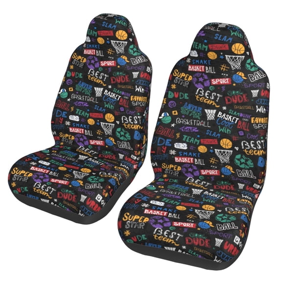 Xecao Basketball Print Car Seat Cover in That Fits Most Cars, Vans, SUVs, and Trucks.