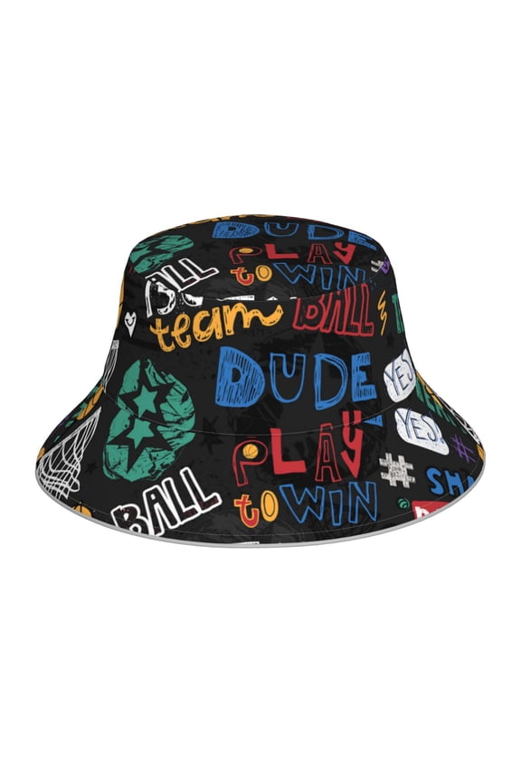 Basketball Print Men and Women Night Reflective Hat Runner Cap Visor Bucket Hat Boonie Cap
