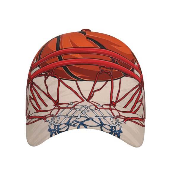 Xecao Basketball Shot for Baseball Cap: Unisex, crafted from classic polyester twill fabric, featuring a soft unconstructed design