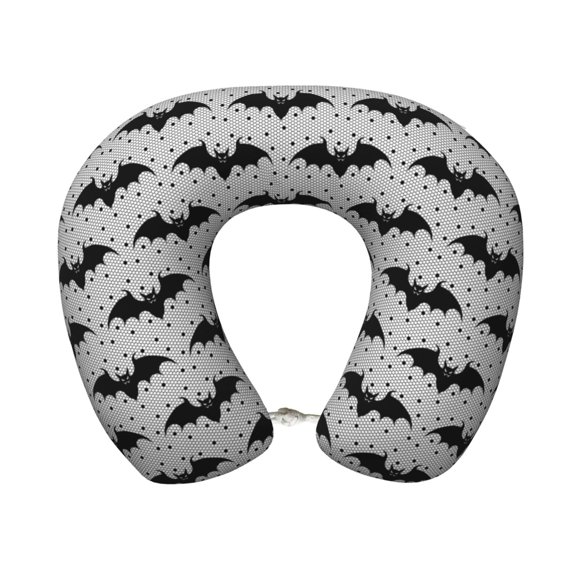 Xecao Bat Print Memory Foam Cervical Neck Pillow Versatile U-Shaped Pillows for Home,Office,Camping,Travelling,Soft Washable Cover