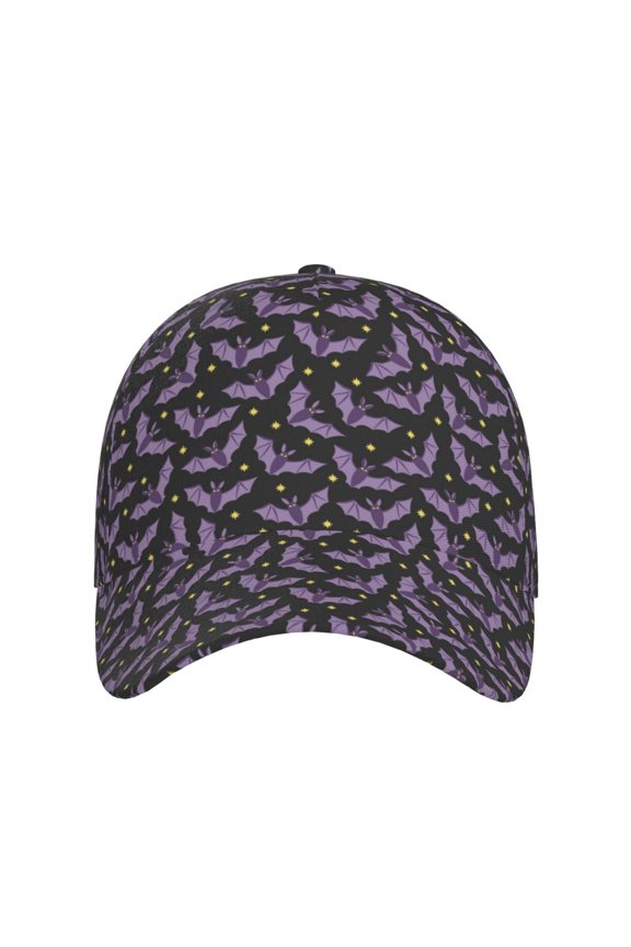Bat Purple for Baseball Cap: Unisex, crafted from classic polyester twill fabric, featuring a soft unconstructed design