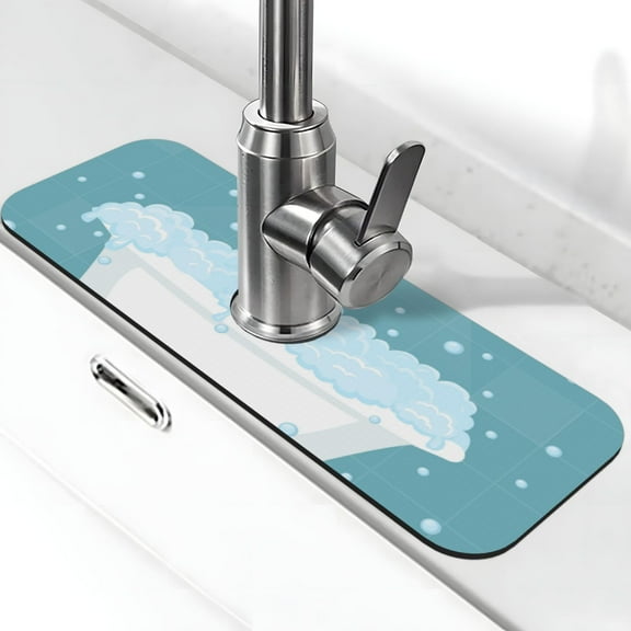 Xecao Bathtub with Soap Bubbles for Kitchen Sink Splash Guard Faucet Mat , Faucet Guard & Draining mat, (15" X 5.5" )