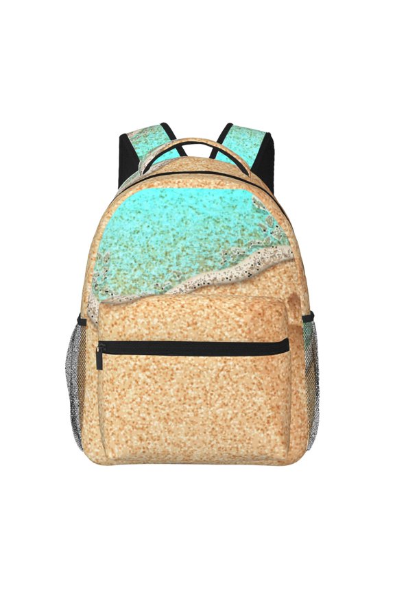 Beach Footprint Backpack, a stylish and functional choice for both men and women, is the perfect basic bookbag for college, work, or travel
