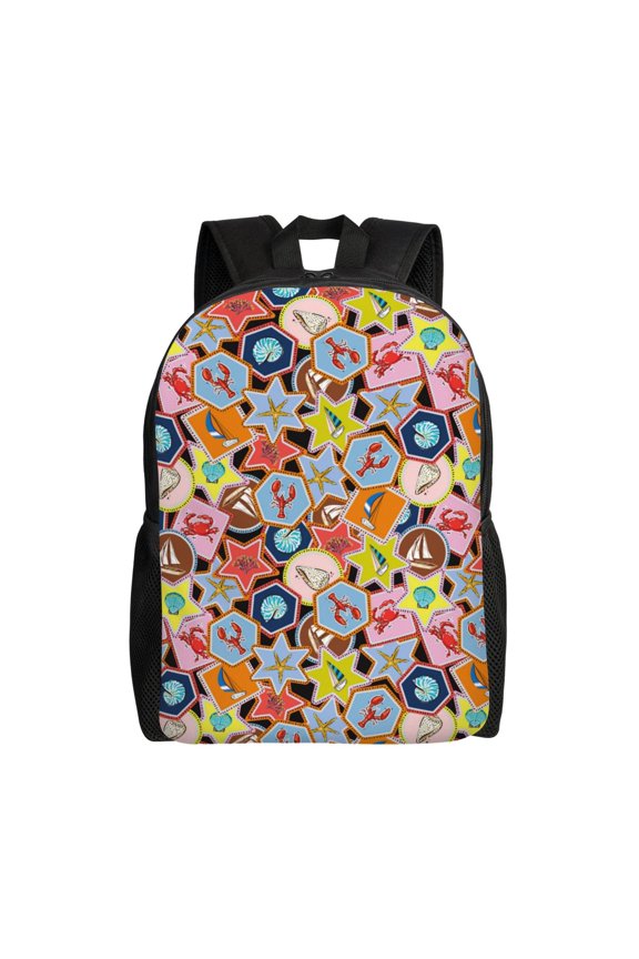 Beach Life Print School Backpack with Laptop Compartment Small Travel Laptop Backpack for Women Men Waterproof College Backpack Simple School Bag