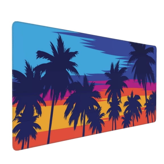 Xecao Beach with Palm Trees Print Large Mouse Pad, 16x35.5in Mousepad, Professional Non-Slip Rubber Base Big Mouse Pad, Mouse Pad for Gaming & Office Full Desk Mouse Pad