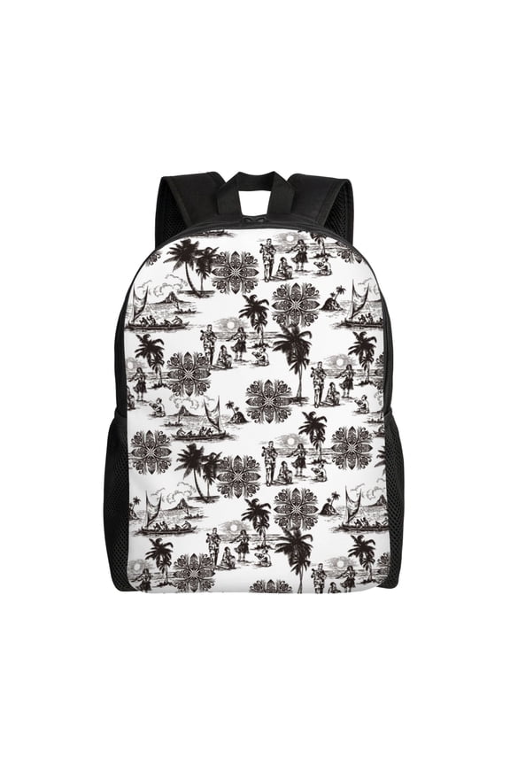 Beach Print School Backpack with Laptop Compartment Small Travel Laptop Backpack for Women Men Waterproof College Backpack Simple School Bag