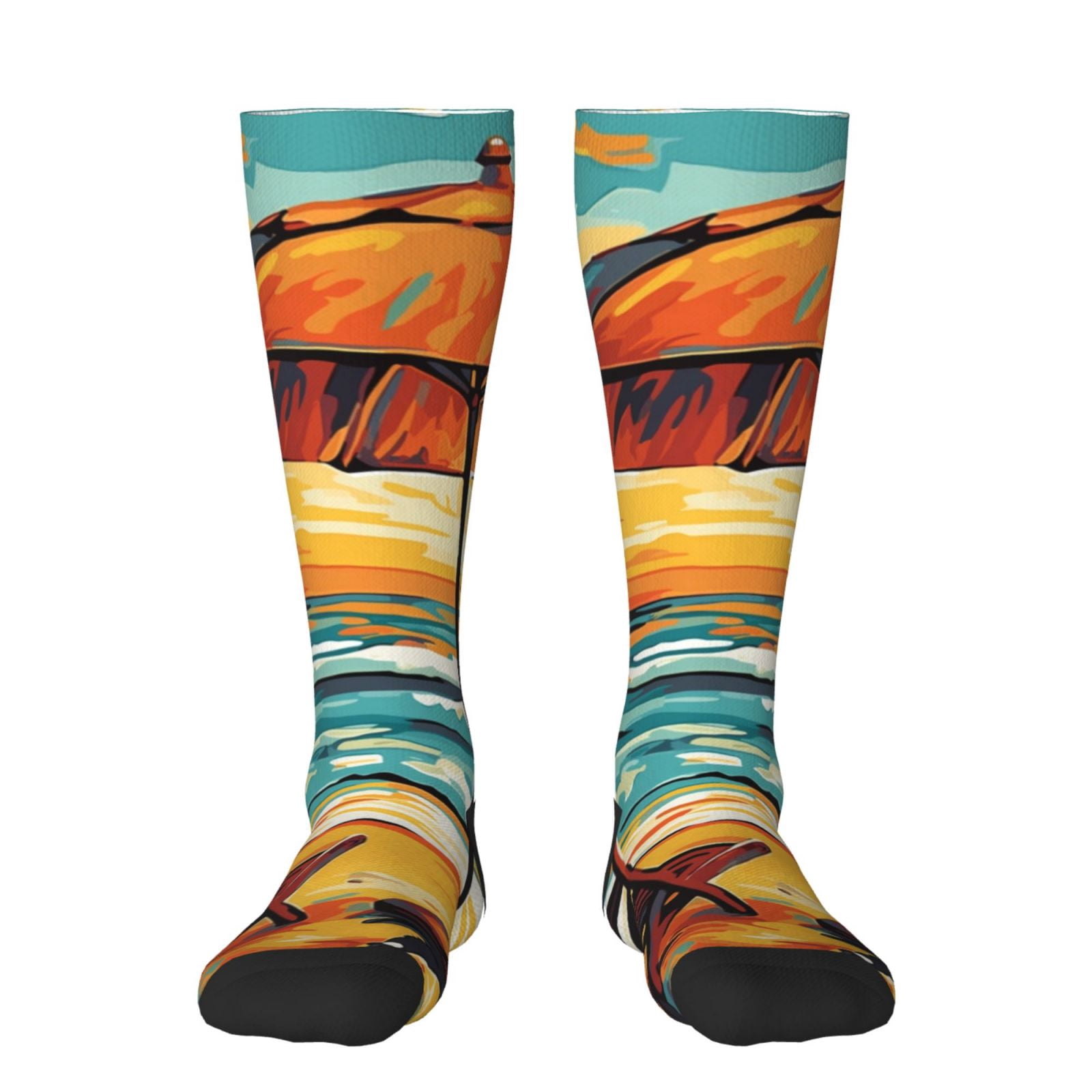 Xecao Beach Umbrella Sunset Print Compression Socks for Both Men And ...
