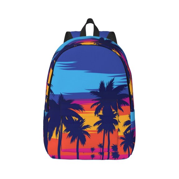 Xecao Beach with Palm Trees for Canvas College Laptop Backpack, Durable Rucksack Travel Notebook Bag School Backpack Book Bag for Men Women
