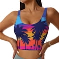 thumbnail image 1 of Xecao Beach with Palm Trees for Sports Bra with Removable Pads, Crop Tank Top Design, Women's Longline Sports Bra - Non-Wired - Medium, 1 of 9
