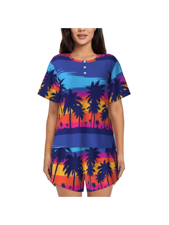 Beach with Palm Trees print Swimsuit for women, Summer-ready, sporty style.Quick-dry fabric. Many sizes & colors.