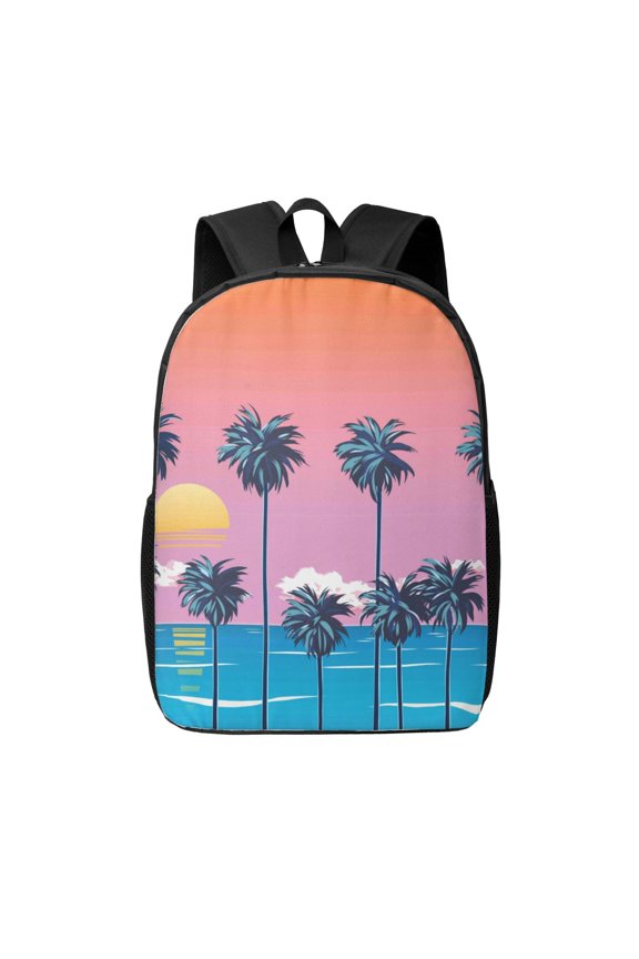 Beach with Palm Trees print Travel Backpack, Large Computer Backpack for Men Women, College School Rucksack Book Bag