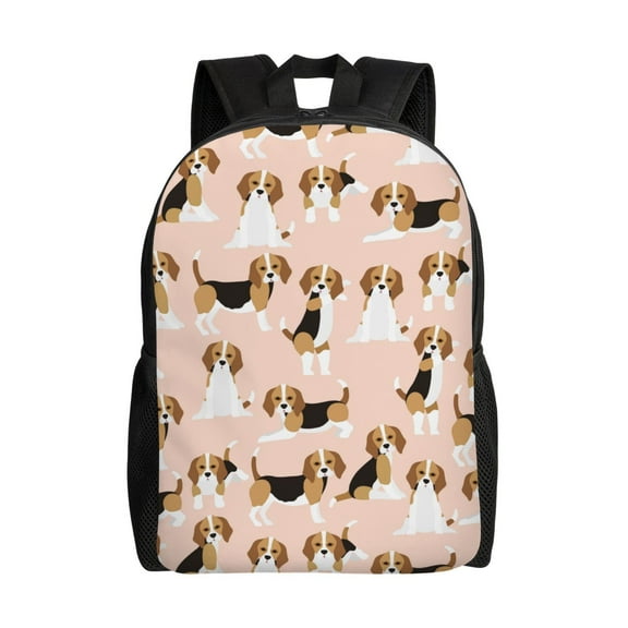 Xecao Beagle Dog On Brown Print School Backpack with Laptop Compartment Small Travel Laptop Backpack for Women Men Waterproof College Backpack Simple School Bag