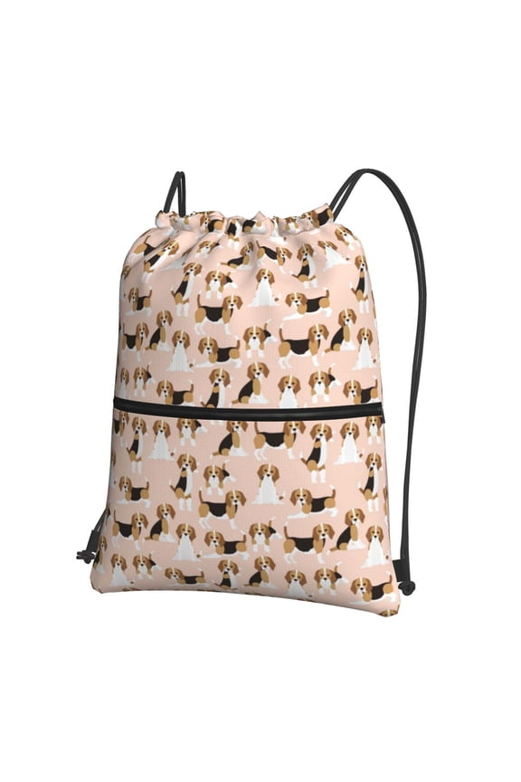 Beagle Dog On Brown for Drawstring Bags,Pull String Backpack Bags,String Bag Sackpack
