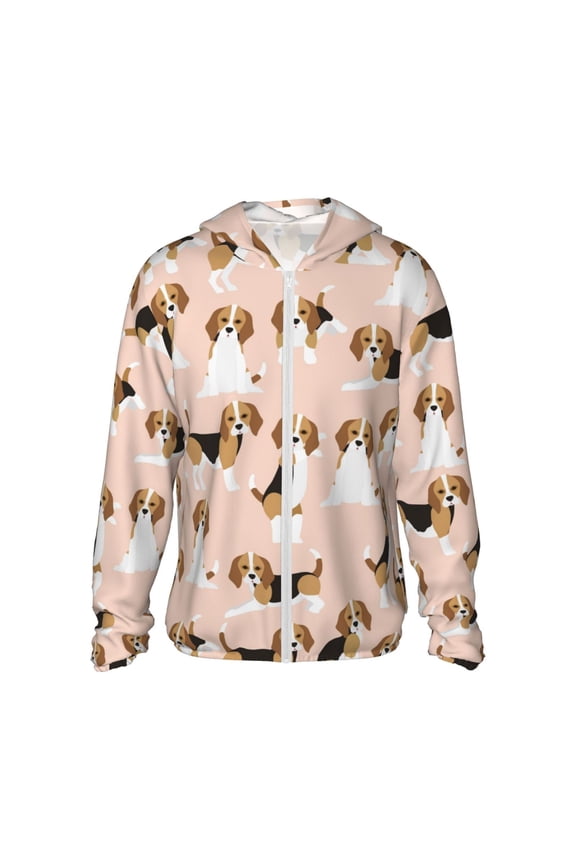Beagle Dog On Brown for Sun Shirt-A lightweight, hoodie-style long-sleeve UV protection garment designed for other outdoor activities.