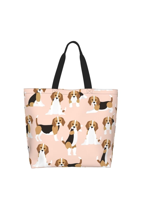 Beagle Dog On Brown for Tote Bag for Women, Tote Shoulder Bag with a littlw pocket and Handbag for Travel, Work