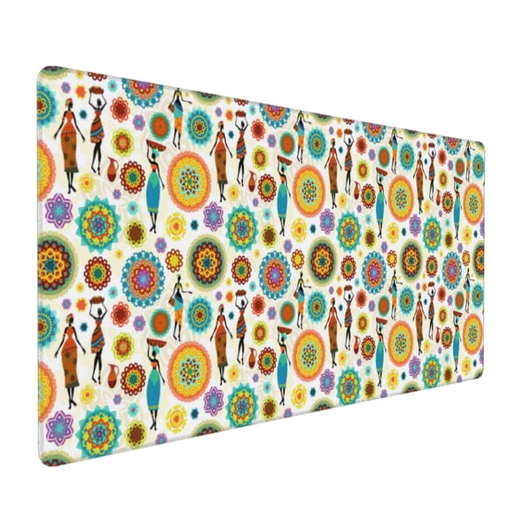 Xecao Beautiful African Womens Print Large Mouse Pad, 16x35.5in Mousepad, Professional Non-Slip Rubber Base Big Mouse Pad, Mouse Pad for Gaming & Office Full Desk Mouse Pad