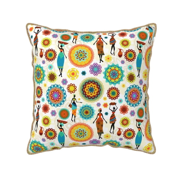 Xecao Beautiful African Womens Print Soft Velvet Decorative Throw Pillow Covers, Square Cushion Cases for Bed, Sofa, Living Room, Car, and Indoor Outdoor Use-18"x18"