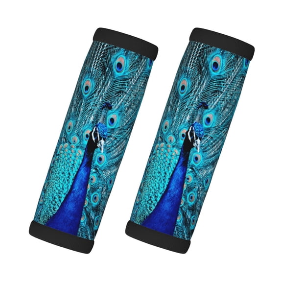 Xecao Beautiful Blue Peacock Print 2 Pack Luggage Handles Wrap Grips Identifiers Bright Luggage Markers, Unique Travel Essentials,Bright Luggage Markers