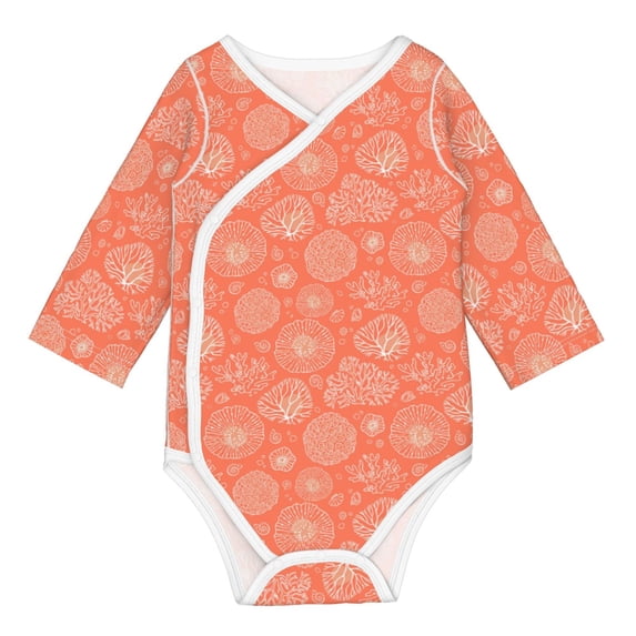 Xecao Beautiful Corals Print Baby unisex-baby Cotton Long-sleeve Bodysuits-3 Months